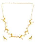 Jewels Nest Gold-Tone Deer Motif Necklace & Stud Earrings Jewellery Set For Women | Grocsy
