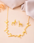 Jewels Nest Gold-Tone Deer Motif Necklace & Stud Earrings Jewellery Set For Women | Grocsy