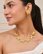 Jewels Nest Gold-Tone Elephant Motif Necklace & Stud Earrings Set For Women | Animal Theme Statement Jewellery | Grocsy