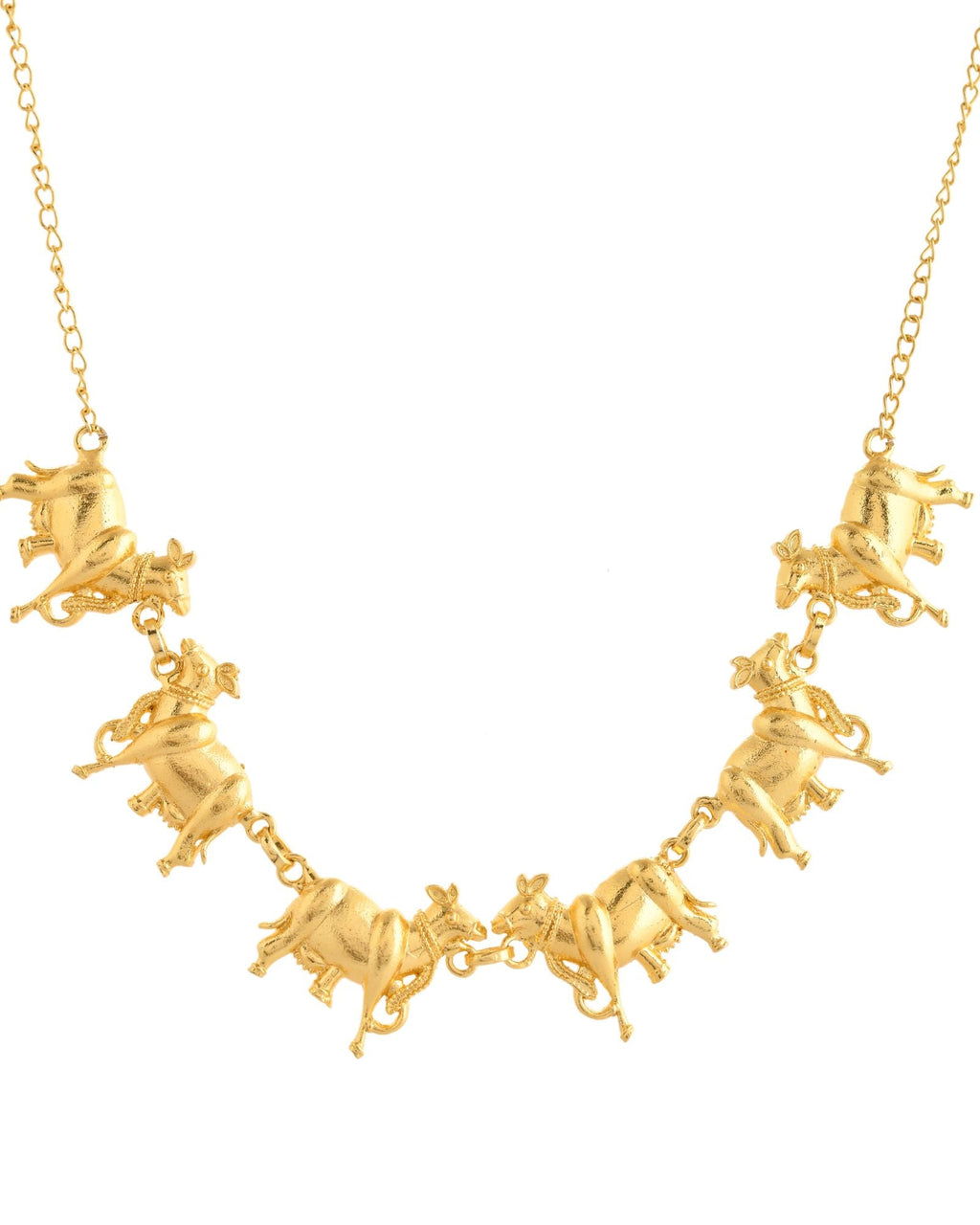 Jewels Nest Gold-Tone Elephant Motif Necklace & Stud Earrings Set For Women | Animal Theme Statement Jewellery | Grocsy