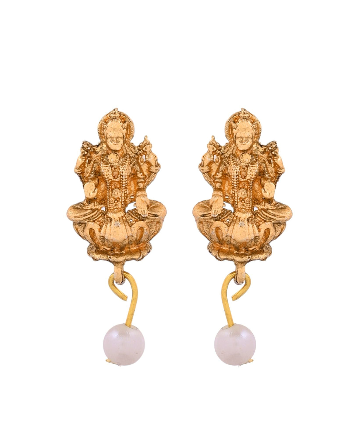 Jewels Nest Gold-Tone Lakshmi Temple Long Necklace Set With Earrings | Grocsy