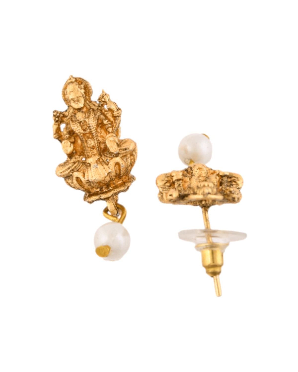 Jewels Nest Gold-Tone Lakshmi Temple Long Necklace Set With Earrings | Grocsy
