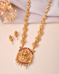 Jewels Nest Gold-Tone Lakshmi Temple Long Necklace Set With Earrings | Grocsy