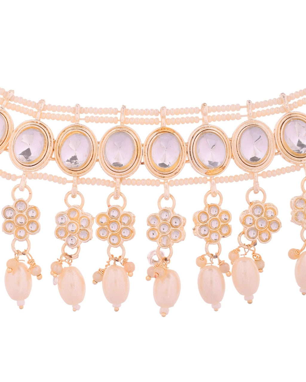 Jewels Nest Gold-Tone Kundan Choker Necklace Set With Pearl Drops & Maang Tikka | Grocsy