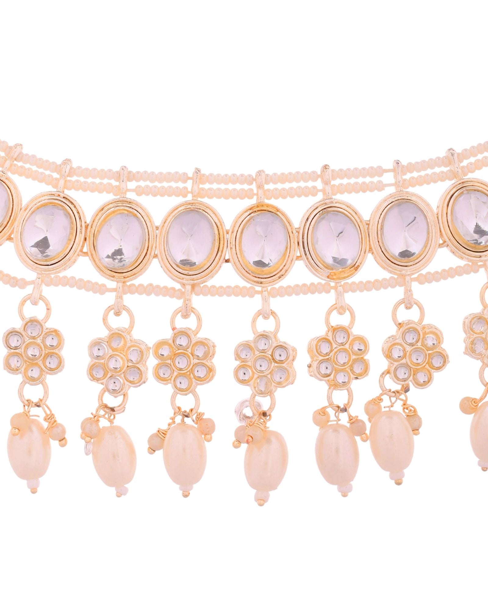 Jewels Nest Gold-Tone Kundan Choker Necklace Set With Pearl Drops & Maang Tikka | Grocsy