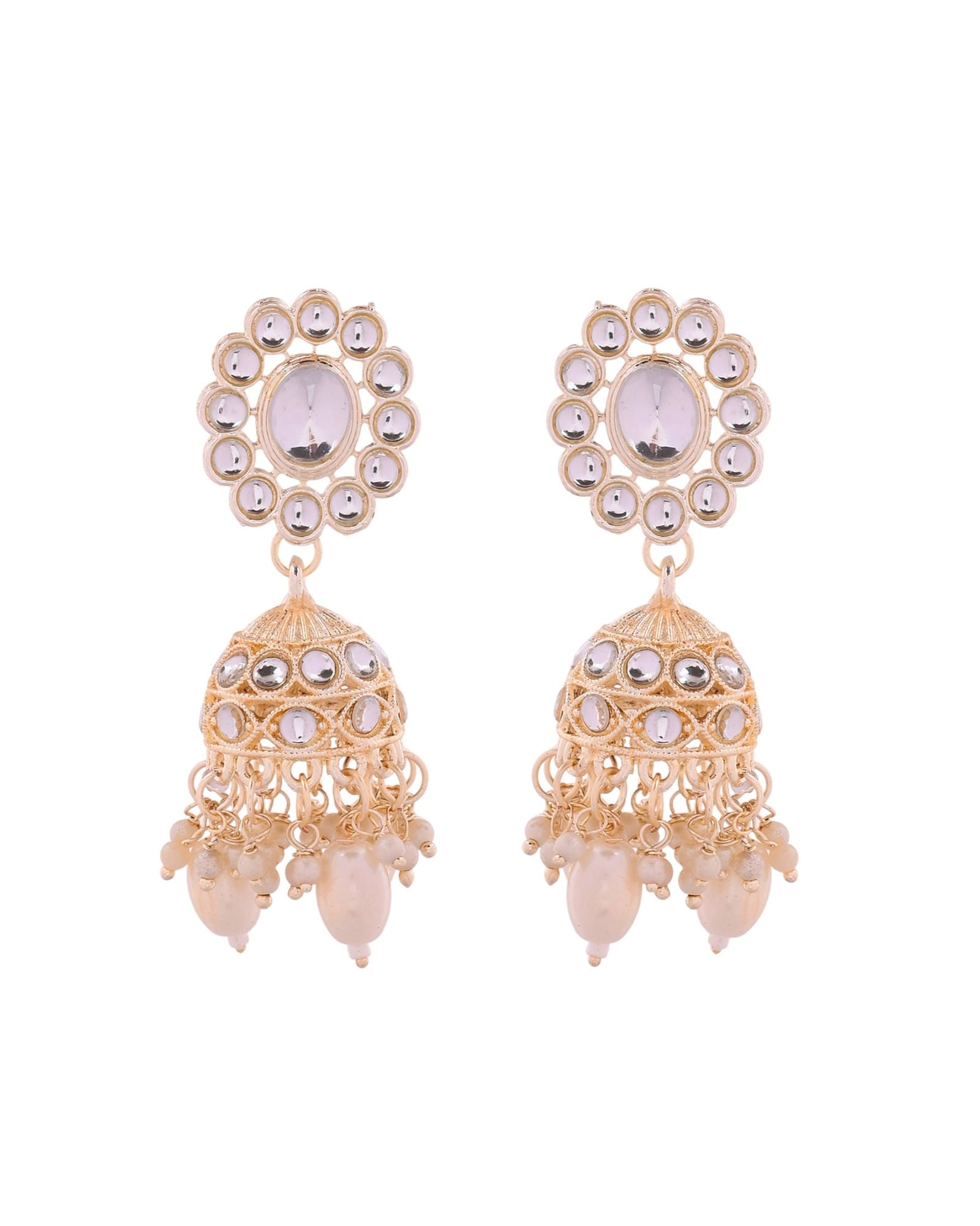 Jewels Nest Gold-Tone Kundan Choker Necklace Set With Pearl Drops & Maang Tikka | Grocsy