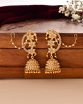 Jewels Nest Gold-Tone Kundan Ear Cuff Jhumka Earrings With Pearl Chain | Grocsy