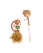 Jewels Nest Gold-Tone Kundan Floral Ear Cuff Jhumka Earrings With Pearl Chain | Grocsy
