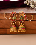 Jewels Nest Gold-Tone Kundan Floral Ear Cuff Jhumka Earrings With Pearl Chain | Grocsy