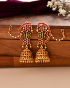 Jewels Nest Gold-Tone Kundan Floral Ear Cuff Jhumka Earrings With Pearl Chain | Grocsy