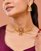 Jewels Nest Gold-Tone Kundan Peacock Pendant Necklace With Jhumka Earrings | Grocsy