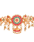 Jewels Nest Gold-Tone Kundan Peacock Pendant Necklace With Jhumka Earrings | Grocsy