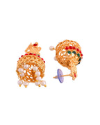 Jewels Nest Gold-Tone Kundan Peacock Pendant Necklace With Jhumka Earrings | Grocsy