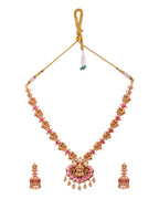 Jewels Nest Gold-Tone Temple Lakshmi Pendant Necklace With Jhumka Earrings | Grocsy