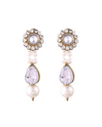 Jewels Nest Gold-Tone Pearl Choker Necklace With Stone Pendant And Earrings | Grocsy