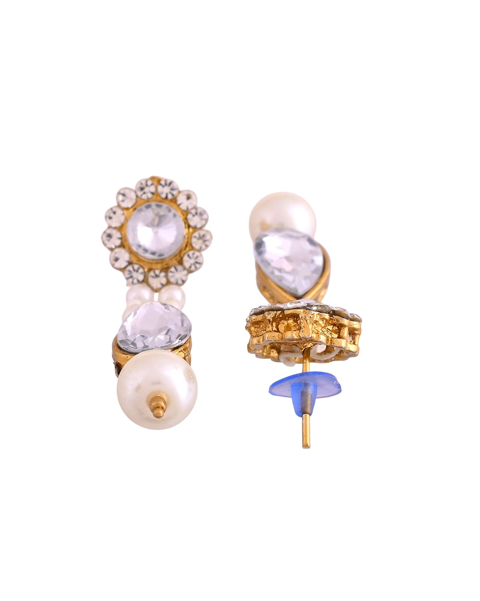 Jewels Nest Gold-Tone Pearl Choker Necklace With Stone Pendant And Earrings | Grocsy