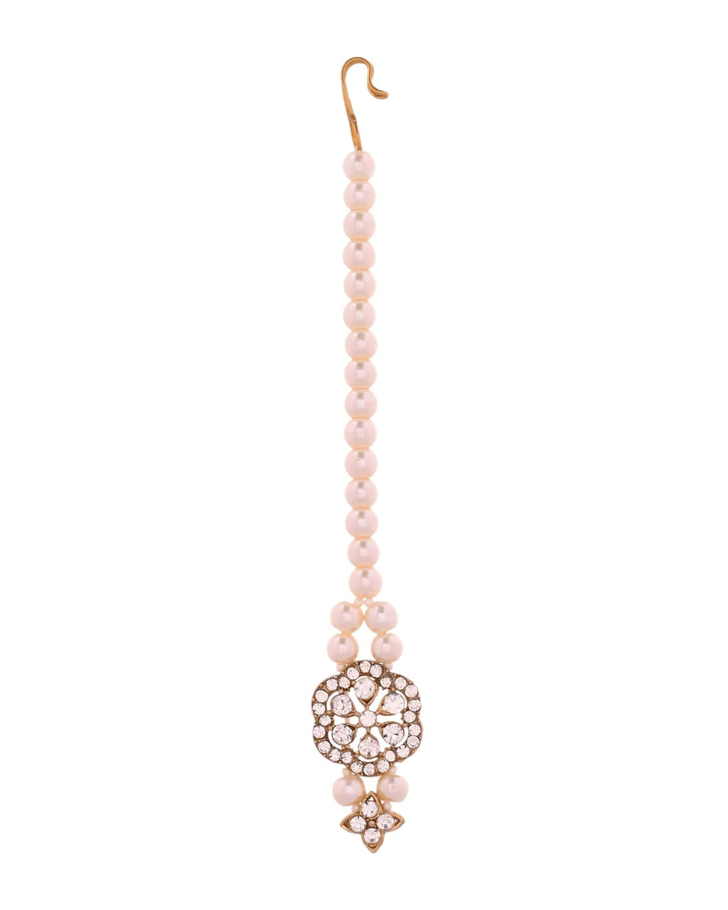 Jewels Nest Gold-Tone Layered Pearl Long Necklace With Crystal Motifs And Drop Earrings | Grocsy