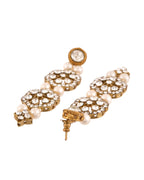 Jewels Nest Gold-Tone Layered Pearl Long Necklace With Crystal Motifs And Drop Earrings | Grocsy