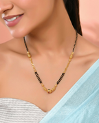 Jewels Nest Gold-Tone Black Beaded Mangalsutra Necklace With Filigree Center Design | Grocsy