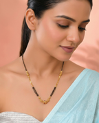 Jewels Nest Gold-Tone Black Beaded Mangalsutra Necklace With Filigree Center Design | Grocsy