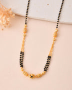 Jewels Nest Gold-Tone Black Beaded Mangalsutra Necklace With Filigree Center Design | Grocsy