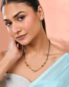 Jewels Nest Gold-Plated Black Beads Mangalsutra With Dual Chain & Stone Accent | Grocsy
