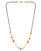 Jewels Nest Gold-Plated Black Beads Mangalsutra With Dual Chain & Stone Accent | Grocsy