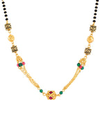 Jewels Nest Gold-Plated Black Beads Mangalsutra With Dual Chain & Stone Accent | Grocsy