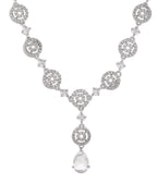 Jewels Nest Silver-Plated And Crystal Drop Necklace Set With Matching Earrings | Grocsy