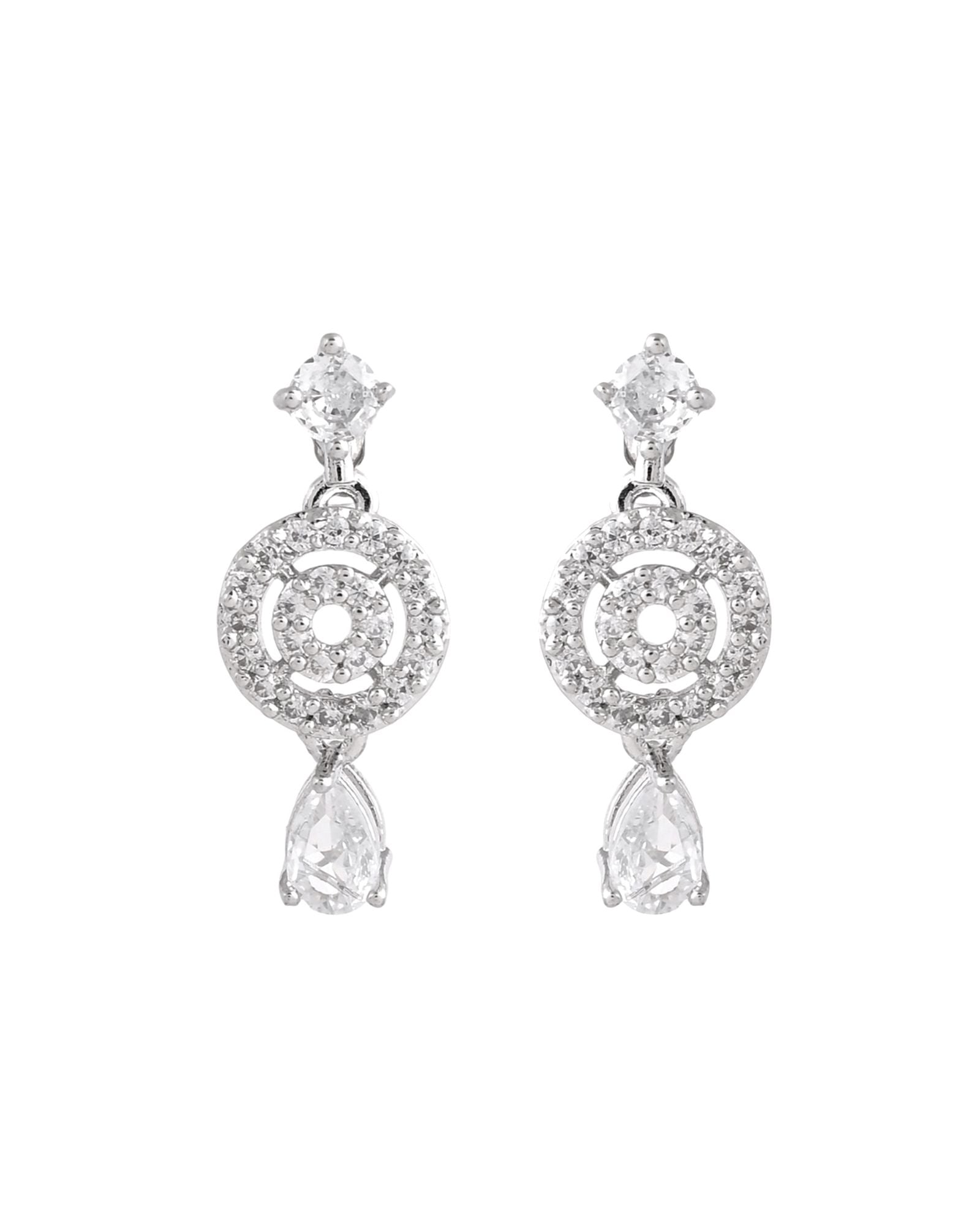 Jewels Nest Silver-Plated And Crystal Drop Necklace Set With Matching Earrings | Grocsy