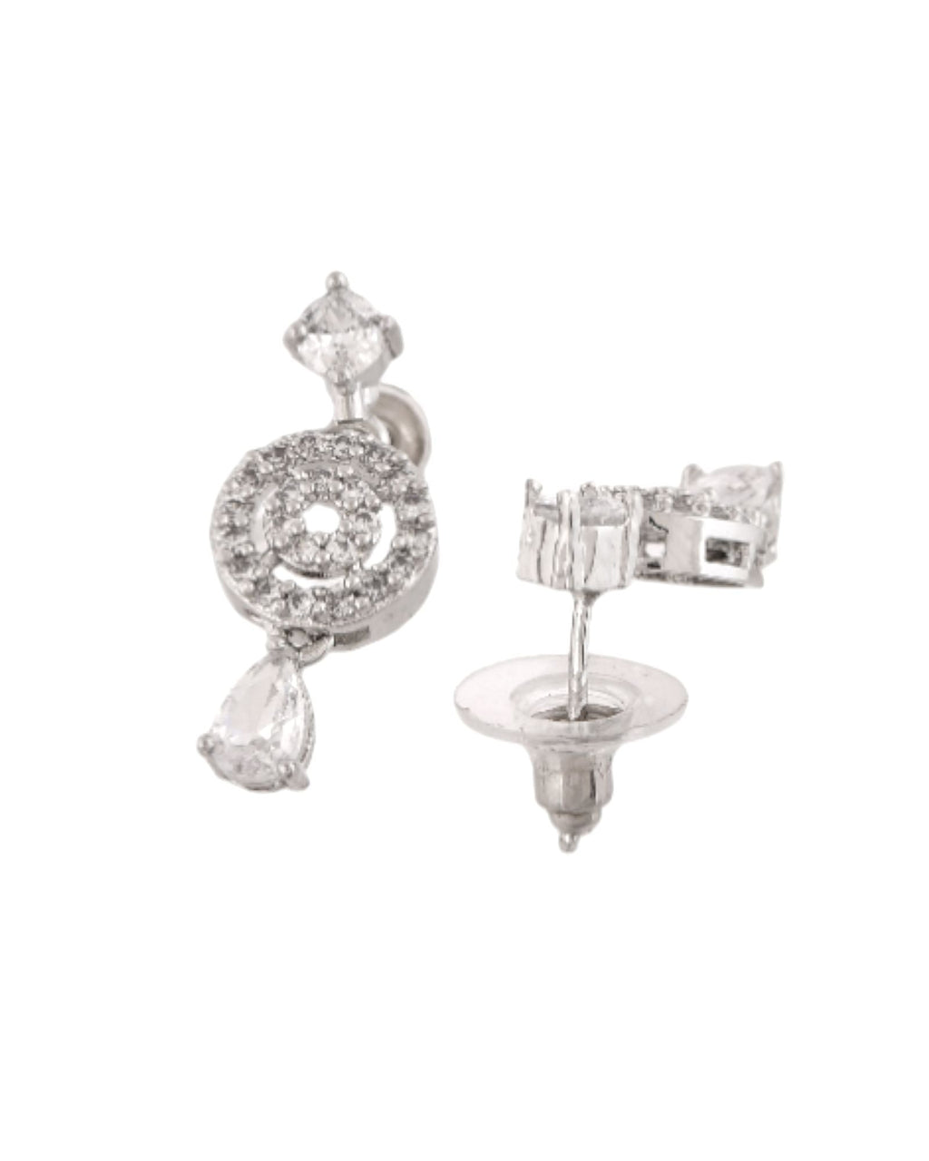 Jewels Nest Silver-Plated And Crystal Drop Necklace Set With Matching Earrings | Grocsy