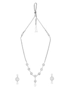 Jewels Nest Silver-Plated And Crystal Drop Necklace Set With Matching Earrings | Grocsy