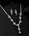 Jewels Nest Silver-Plated And Crystal Drop Necklace Set With Matching Earrings | Grocsy