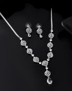 Jewels Nest Silver-Plated And Crystal Drop Necklace Set With Matching Earrings | Grocsy