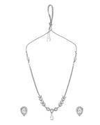Jewels Nest Silver-Plated American Diamond (Ad) Necklace Set With Teardrop Pendant & Matching Earrings | Grocsy
