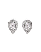 Jewels Nest Silver-Plated American Diamond (Ad) Necklace Set With Teardrop Pendant & Matching Earrings | Grocsy