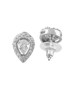 Jewels Nest Silver-Plated American Diamond (Ad) Floral Teardrop Necklace Set With Matching Stud Earrings | Grocsy