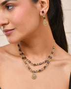Jewels Nest Gold-Plated American Diamond (Ad) Purple Stone Teardrop Necklace Set With Matching Earrings | Grocsy