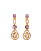Jewels Nest Gold-Plated American Diamond (Ad) Purple Stone Teardrop Necklace Set With Matching Earrings | Grocsy