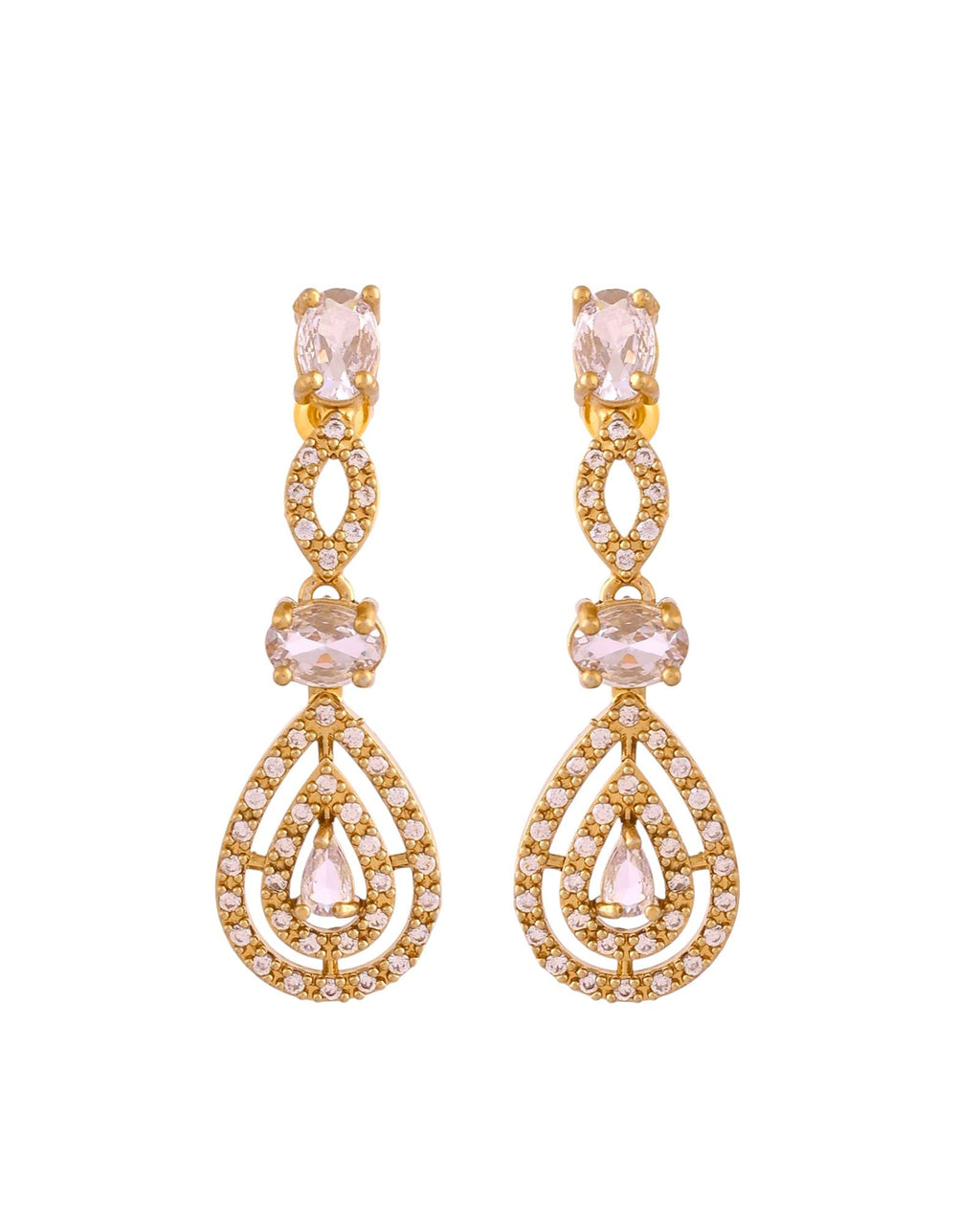Jewels Nest Elegant Gold-Plated Teardrop Cz Necklace Set With Matching Earrings For Women | Grocsy