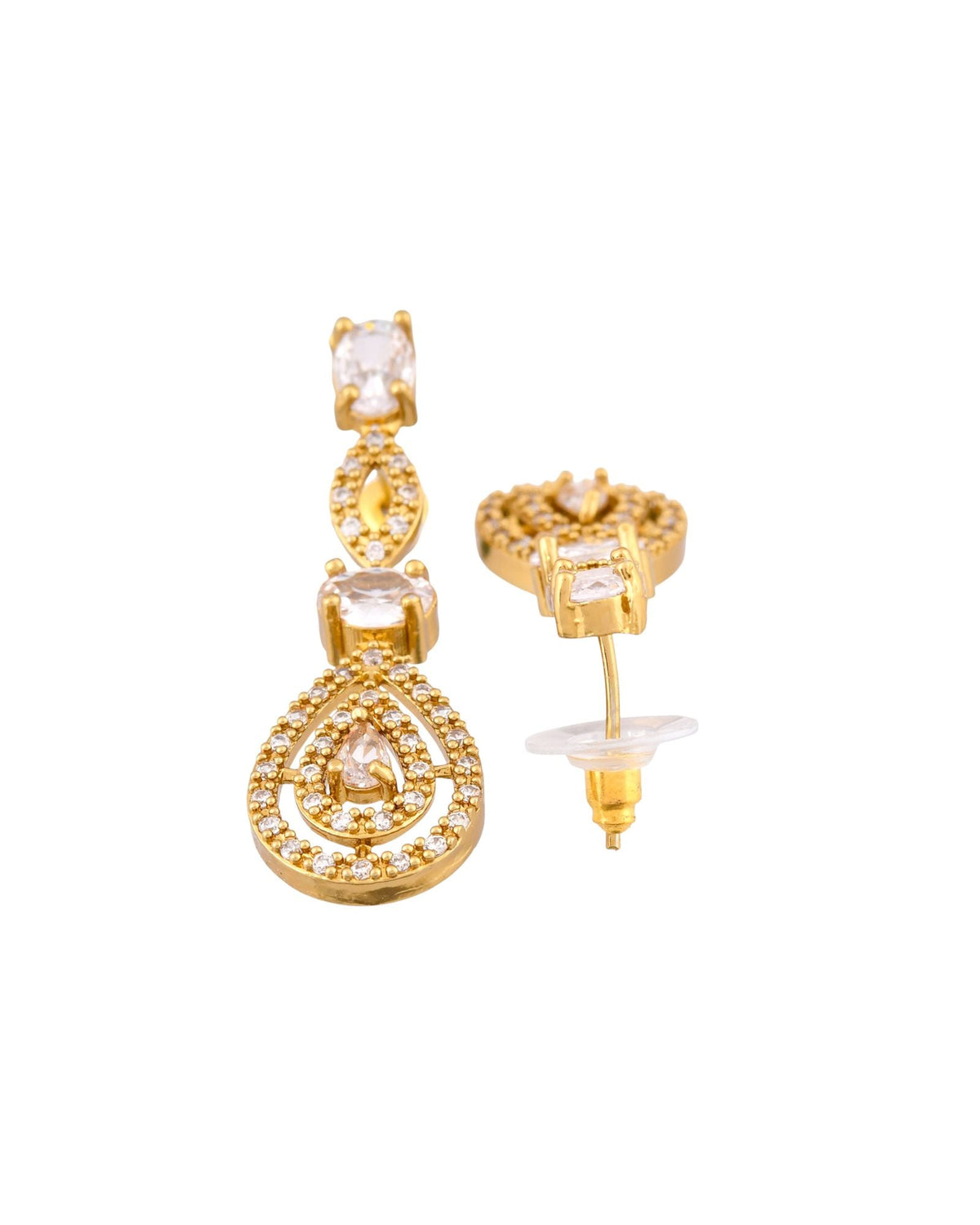 Jewels Nest Elegant Gold-Plated Teardrop Cz Necklace Set With Matching Earrings For Women | Grocsy