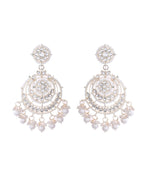 Jewels Nest Silver-Plated Grand Chandbali Earrings with Pearl and Kundan Work