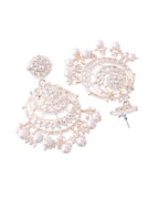 Jewels Nest Silver-Plated Grand Chandbali Earrings with Pearl and Kundan Work