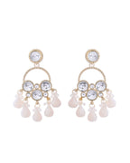 Jewels Nest Gold-Polished Hoop Earrings with Kundan and Pearl Hangings