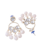Jewels Nest Gold-Polished Hoop Earrings with Kundan and Pearl Hangings