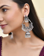 Jewels Nest Boho Floral Jhumka Earrings with Iridescent Stones