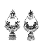 Jewels Nest Boho Floral Jhumka Earrings with Iridescent Stones