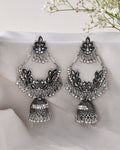Jewels Nest Boho Floral Jhumka Earrings with Iridescent Stones