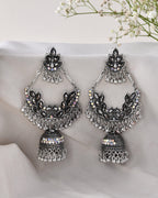 Jewels Nest Boho Floral Jhumka Earrings with Iridescent Stones