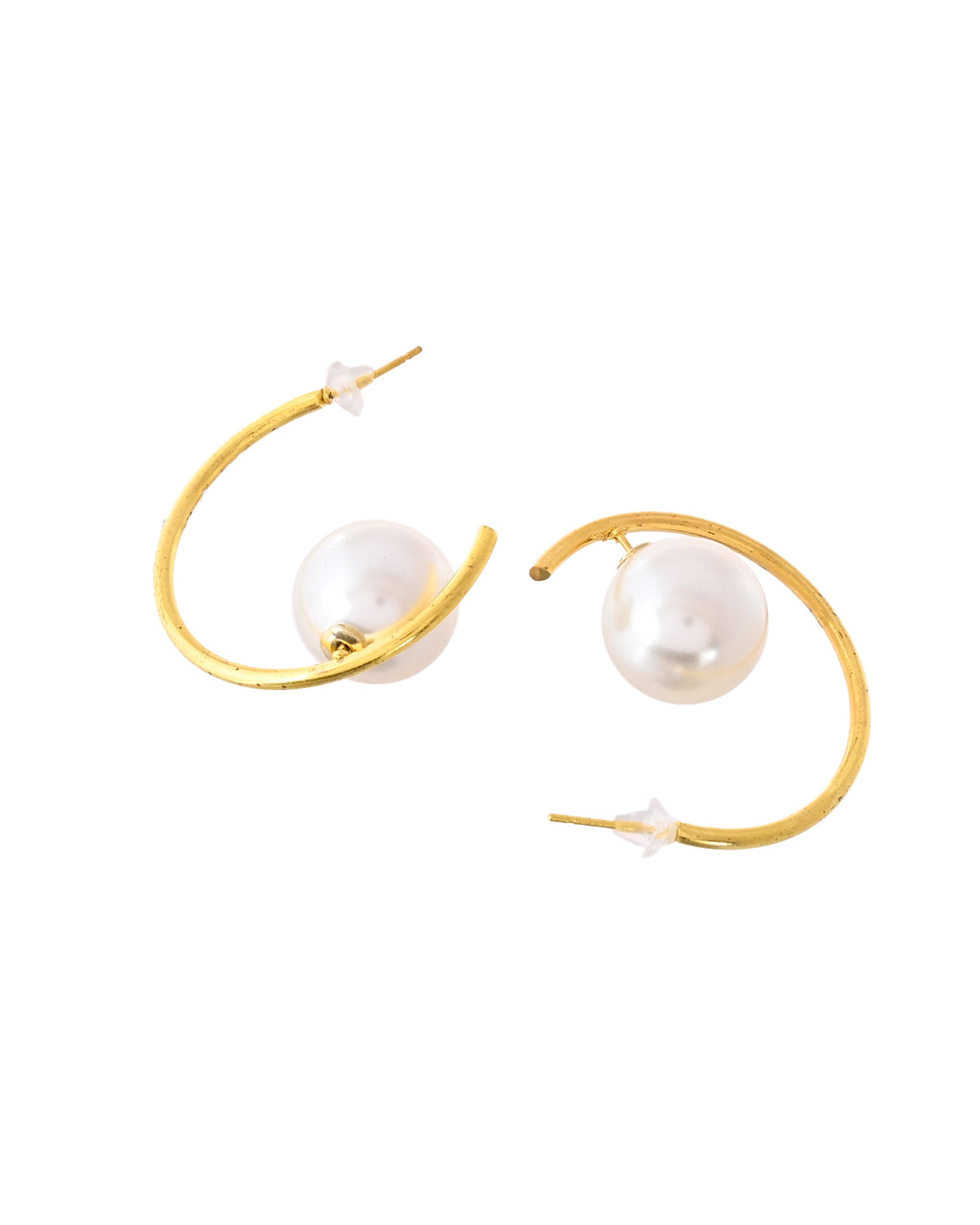 Jewels Nest Golden Halo Pearl Hoops | Grocsy
